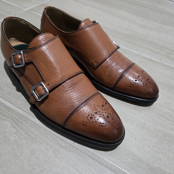 Men\'s Double Monk Strap Leather Dress Shoes in Brown main image 5